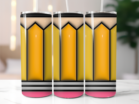 Puffy Teacher Pencil - Sublimation 20 oz Tumbler