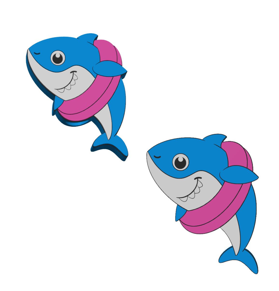 Shark In Floatie - 3D Printed Straw Topper