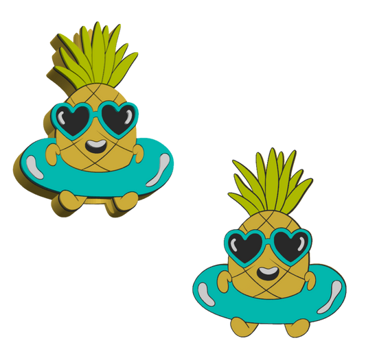 Pineapple In Floatie - 3D Printed Straw Topper