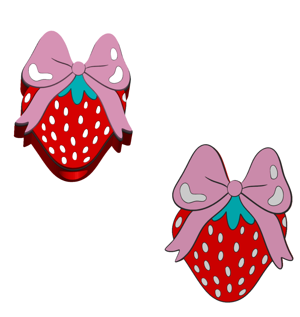 Strawberry Bow - 3D Printed Straw Topper