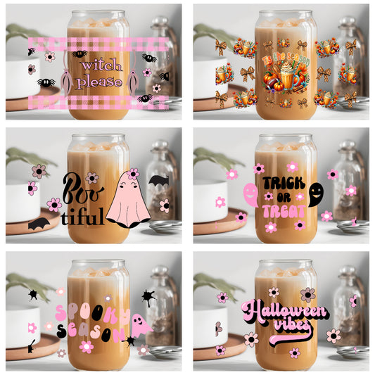 Pink Halloween BOO Collection - 16 oz / 20 oz Libby UV DTF Wrap