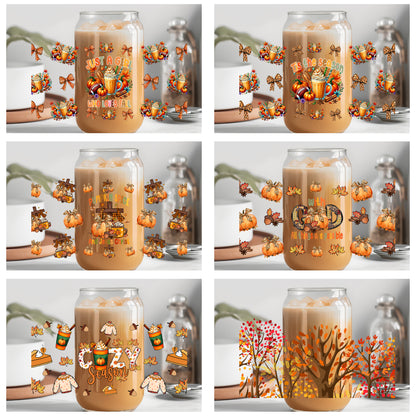 Autumn Falling Leaves Collection - 16 oz / 20 oz Libby UV DTF Wrap