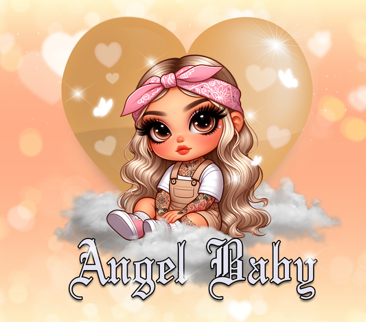 Beige Chicano Girl Angel Baby - 20 Oz Straight Sublimation Transfer