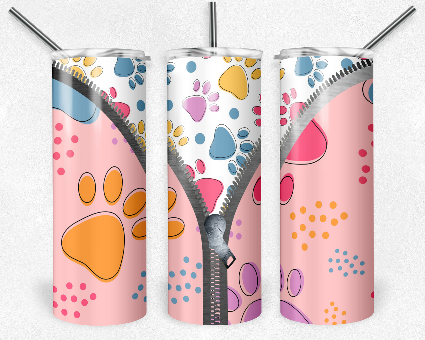 Zip Pink Paws - Sublimation 20 oz tumbler