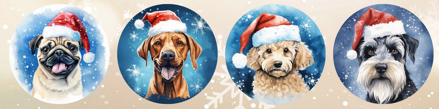 Blue Background Dog Christmas Ornament Bundle 2.8 Inch - Ornament UVDTF Decal