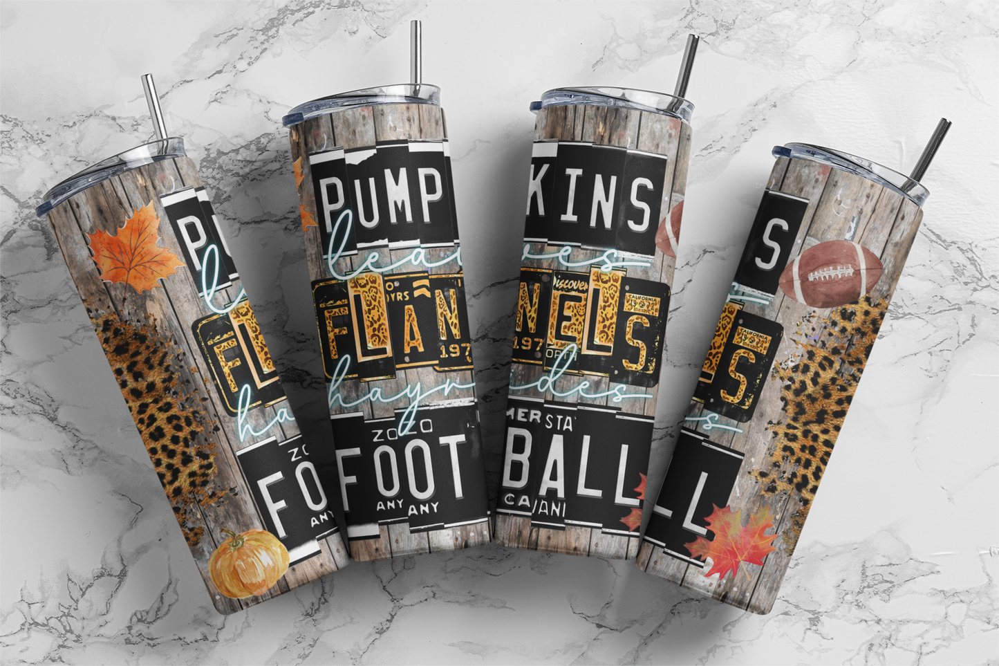 Halloween Pumpkins Flannels Football - Sublimation 20 oz Tumbler