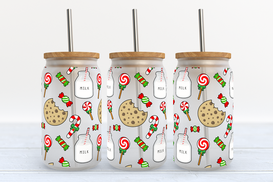 Christmas Milk And Cookies - 16 OZ Libby Glass Cup