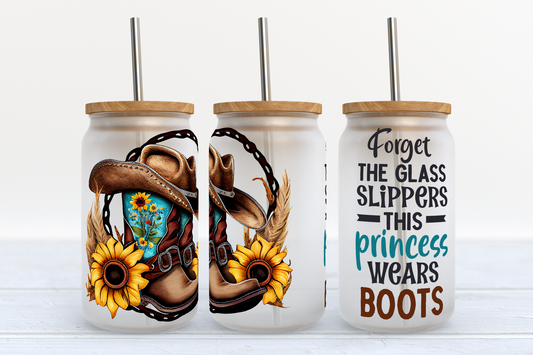 Princesses Wear Boots - 16 oz / 20 oz Libby UV DTF Wrap