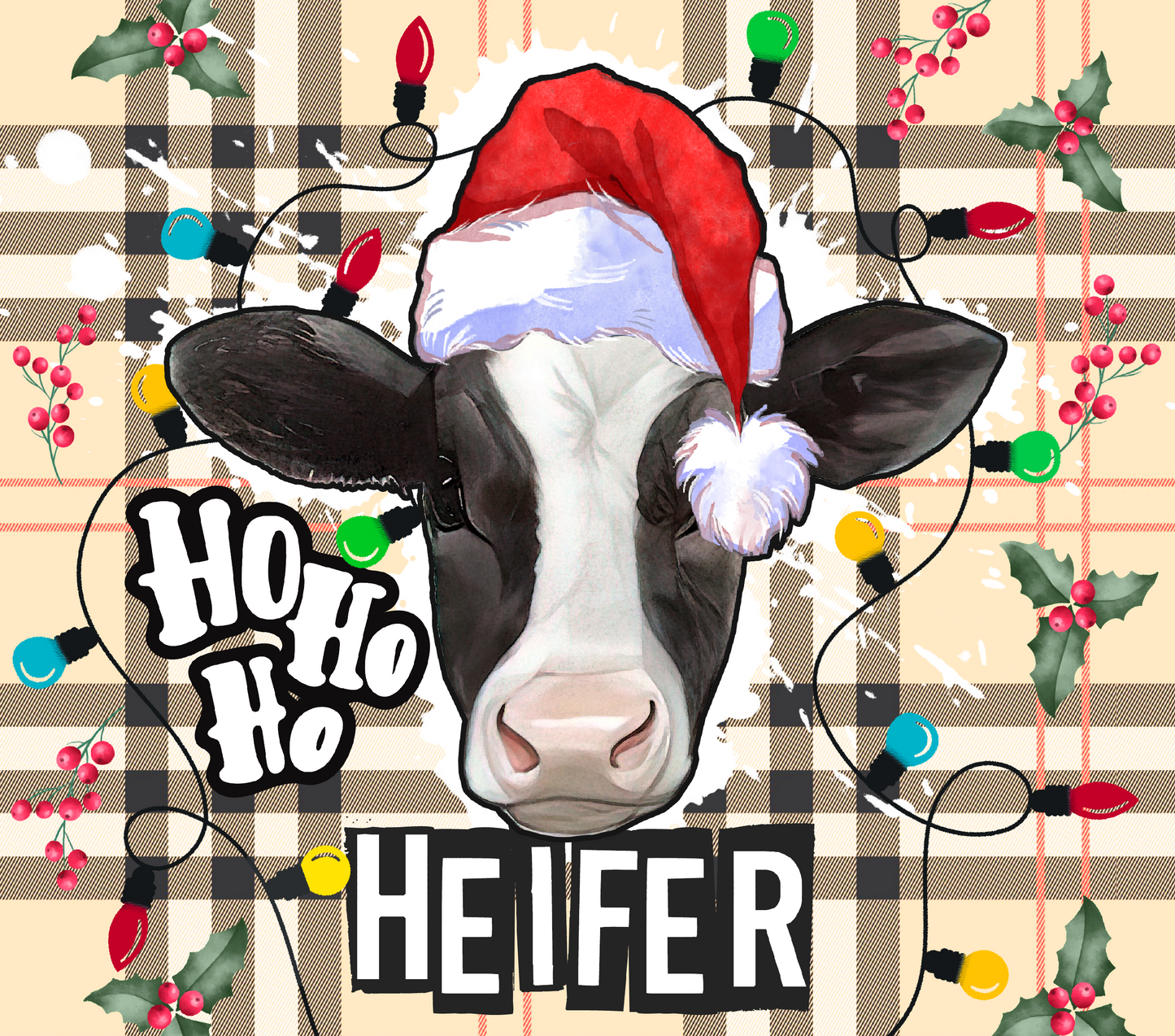 Christmas HO HO HO Heifer - 20 Oz Sublimation Transfer