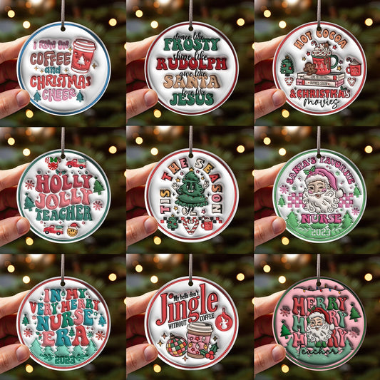 Inflated Wordie Christmas Ornament Bundle  2.8 Inch - Ornament UVDTF Decal