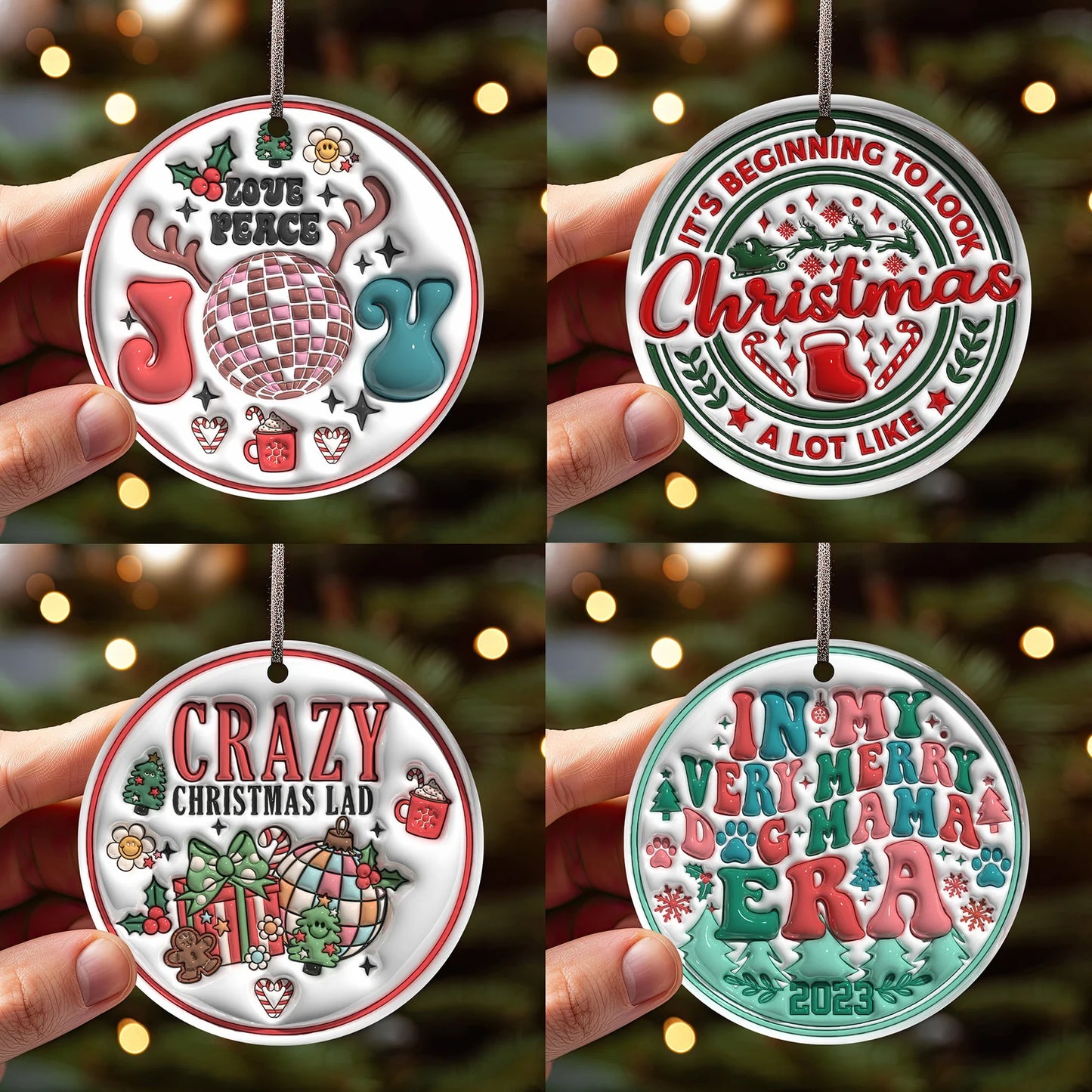 Inflated Christmas Ornament Bundle 2.8 Inch - Ornament UVDTF Decal