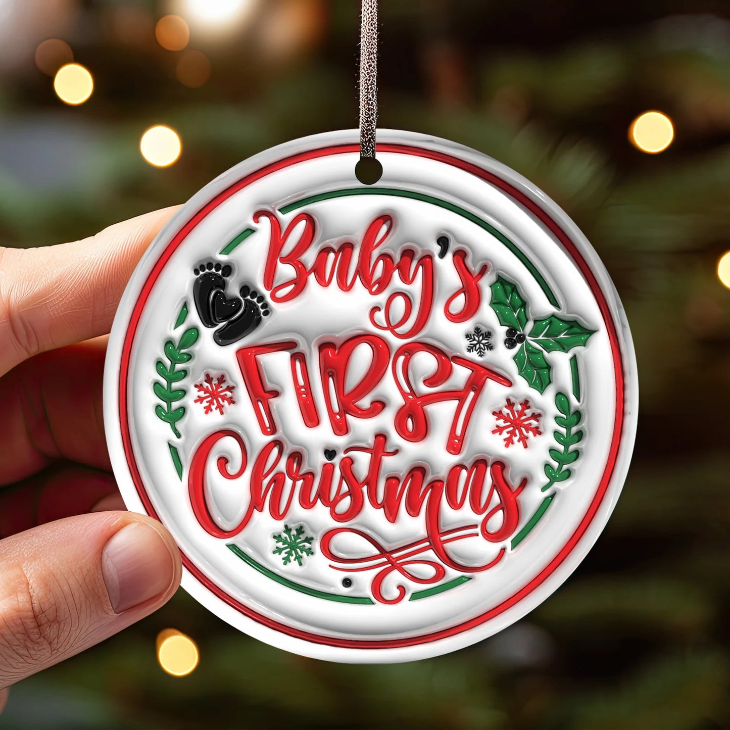 Red N Green Inflated Christmas Ornament Bundle 2.8 Inch - Ornament UVDTF Decal