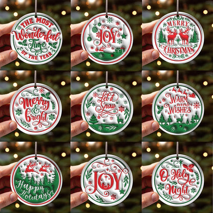 Red N Green Inflated Christmas Ornament Bundle 2.8 Inch - Ornament UVDTF Decal