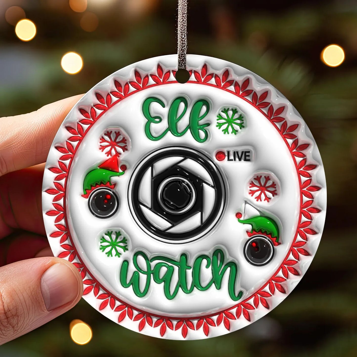 Santa Cam Christmas Ornament 2.8 Inch - Ornament UVDTF Decal