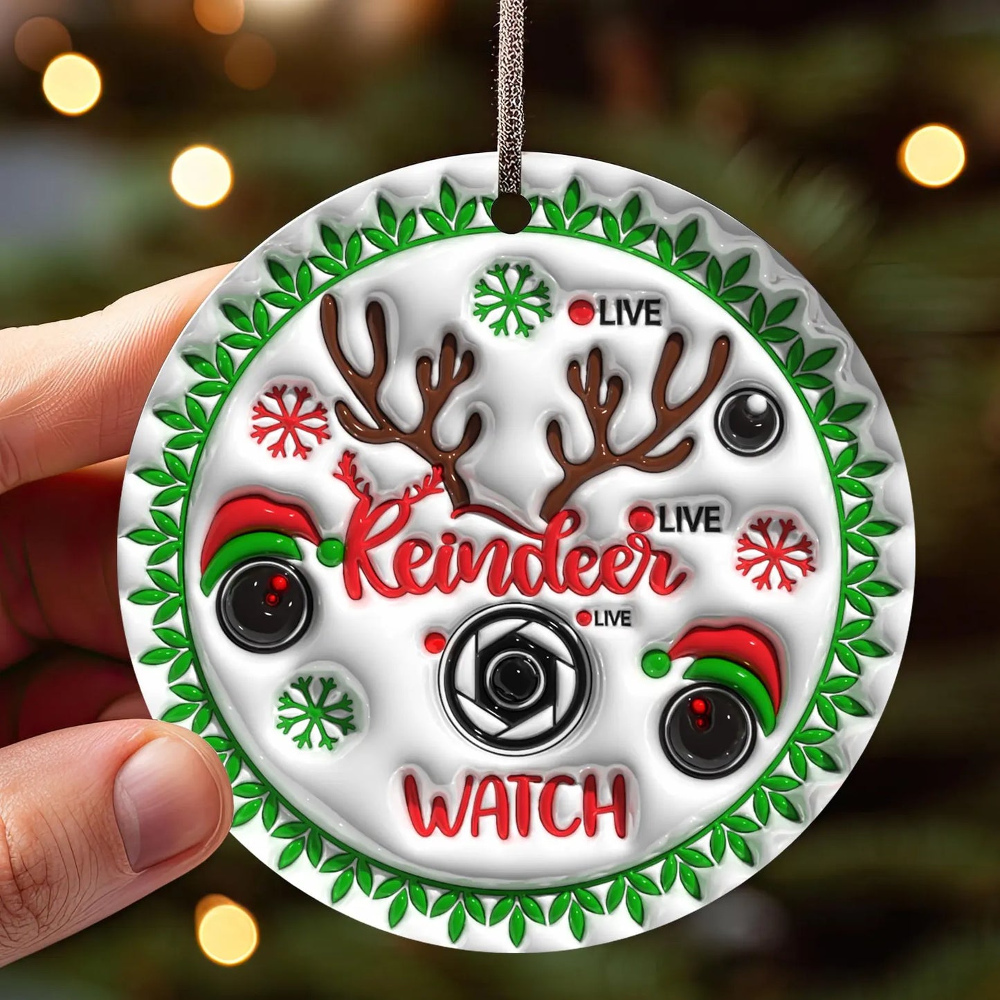 Santa Cam Christmas Ornament 2.8 Inch - Ornament UVDTF Decal