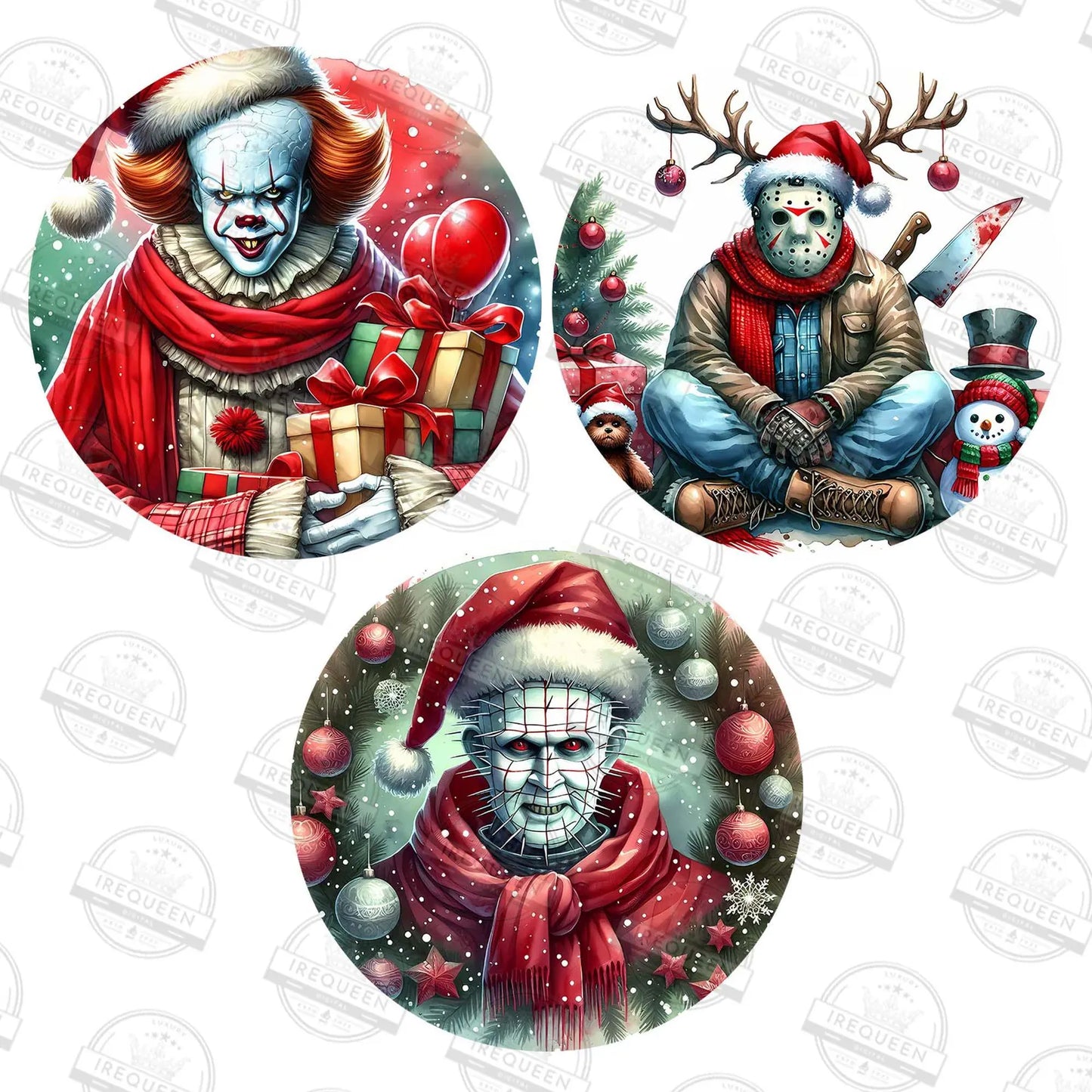 Horror Christmas Ornament 2.8 Inch - Ornament UVDTF Decal