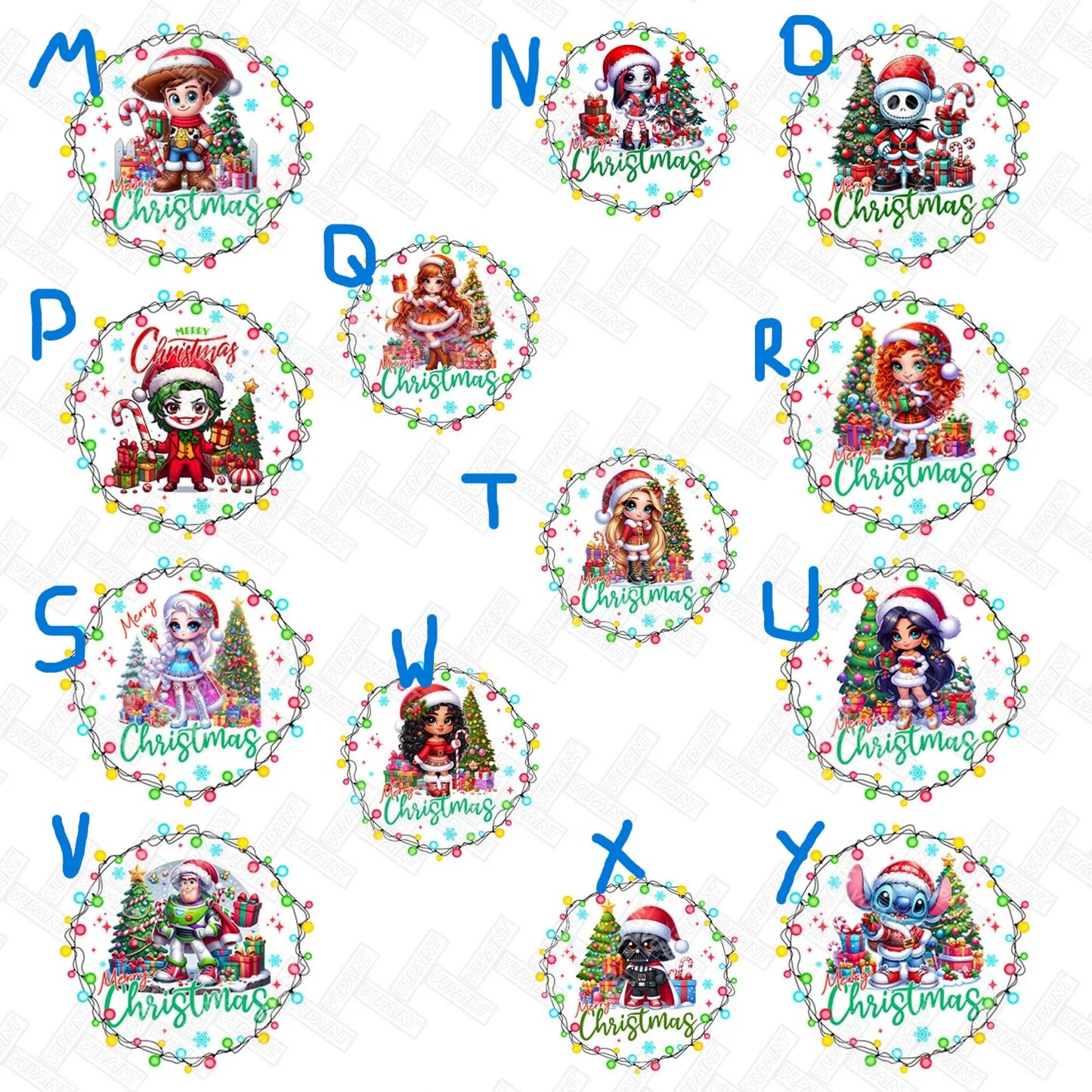 Cartoon Heros Christmas Ornament Bundle 2.8 Inch - Ornament UVDTF Decal