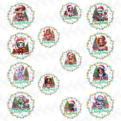 Cartoon Heros Christmas Ornament Bundle 2.8 Inch - Ornament UVDTF Decal