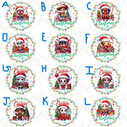 Cartoon Heros Christmas Ornament Bundle 2.8 Inch - Ornament UVDTF Decal