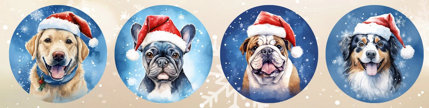 Blue Background Dog Christmas Ornament Bundle 2.8 Inch - Ornament UVDTF Decal