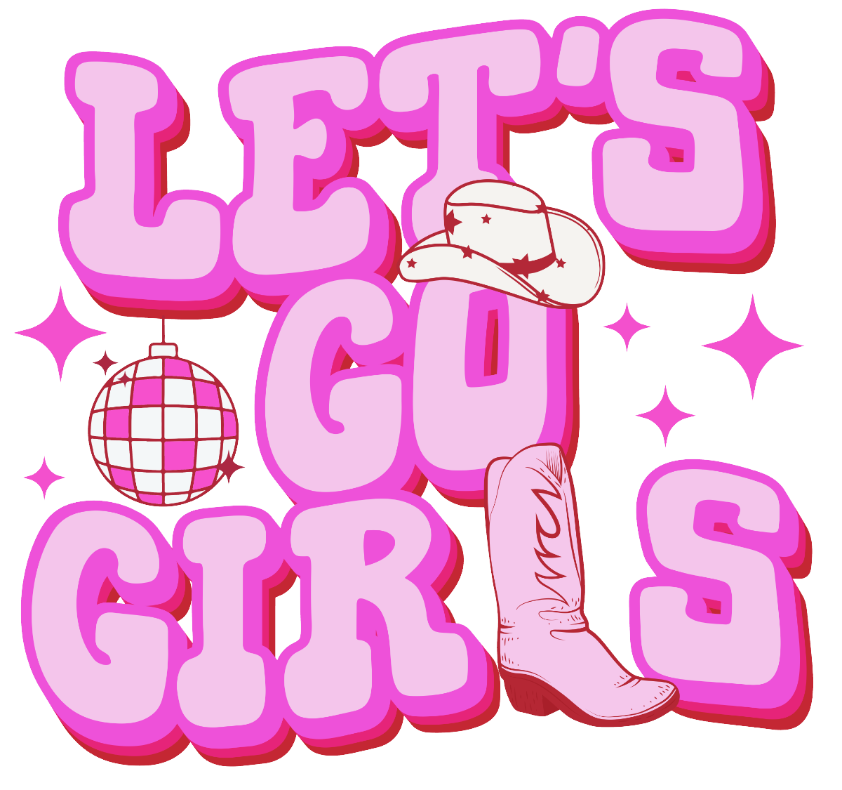 Pink Let's Go Girls Cowgirl - UVDTF decals