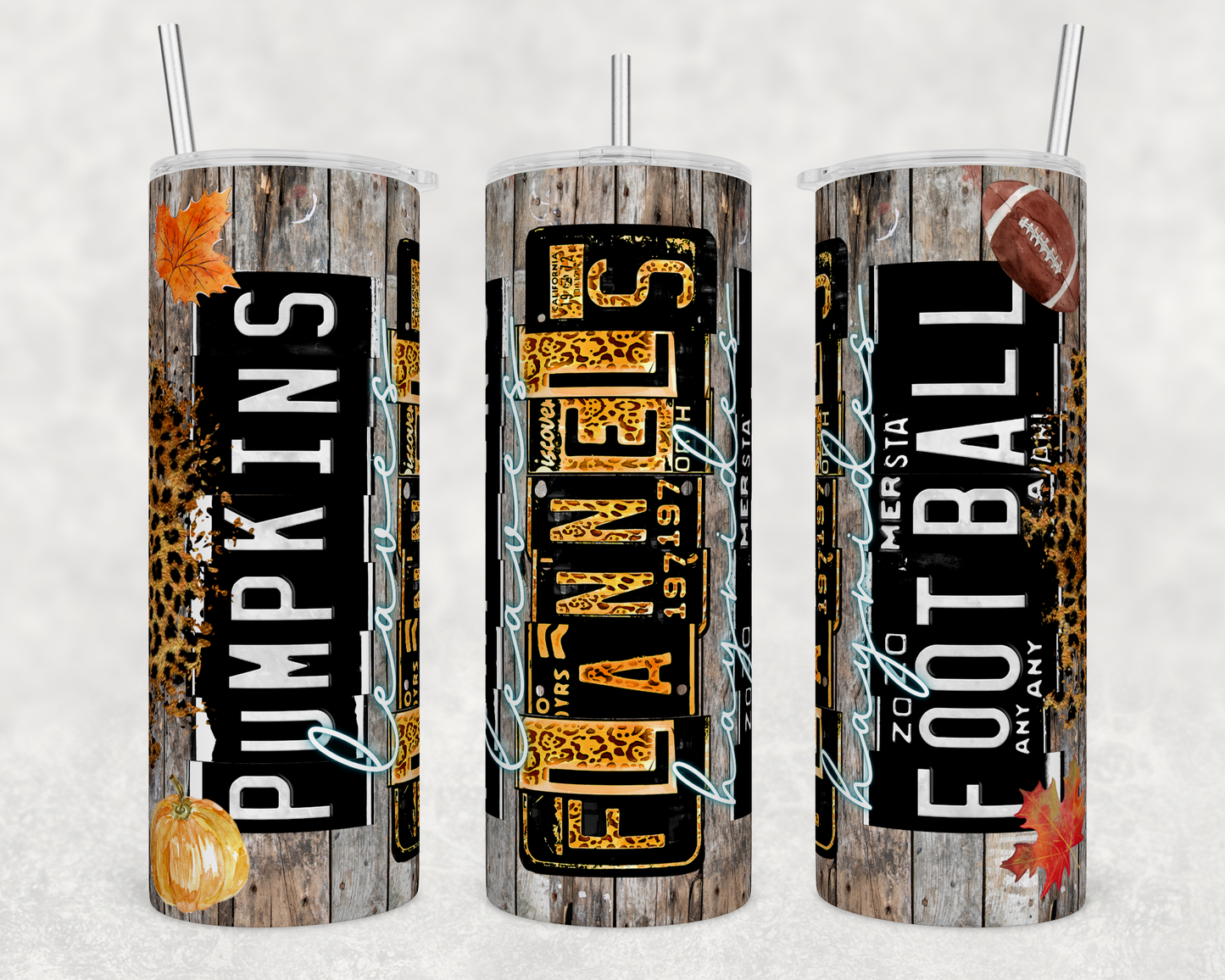 Fall Pumpkins Flannels And Football - Sublimation 20 oz Tumbler