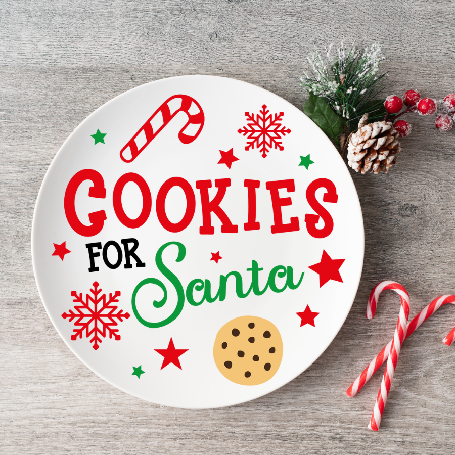 UV DTF Santa Plate Decal Sized 6x6 or 8x8 Round Cookies For Santa ...