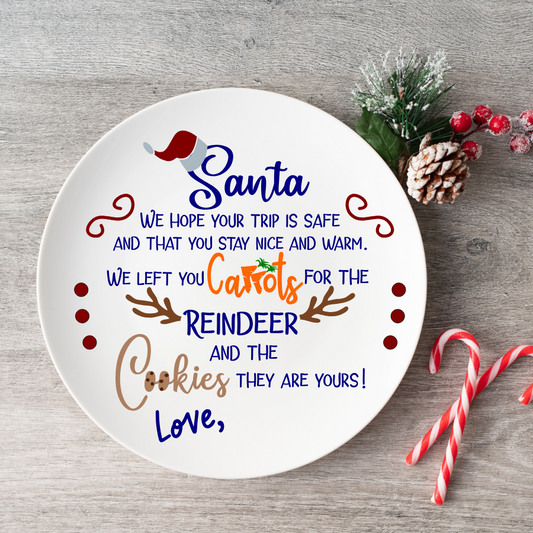 UV DTF Santa Plate Decal Sized 6x6 or 8x8 Round Santa (Customizeable)