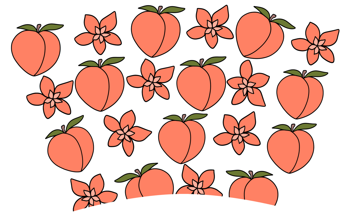 Peach Bunch - 24 Oz Cold Cup NO HOLE Permanent Vinyl Wrap