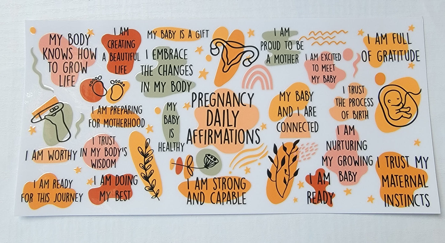 Pregnancy Daily Affirmations - 16 oz Libby UV DTF Wrap RTS