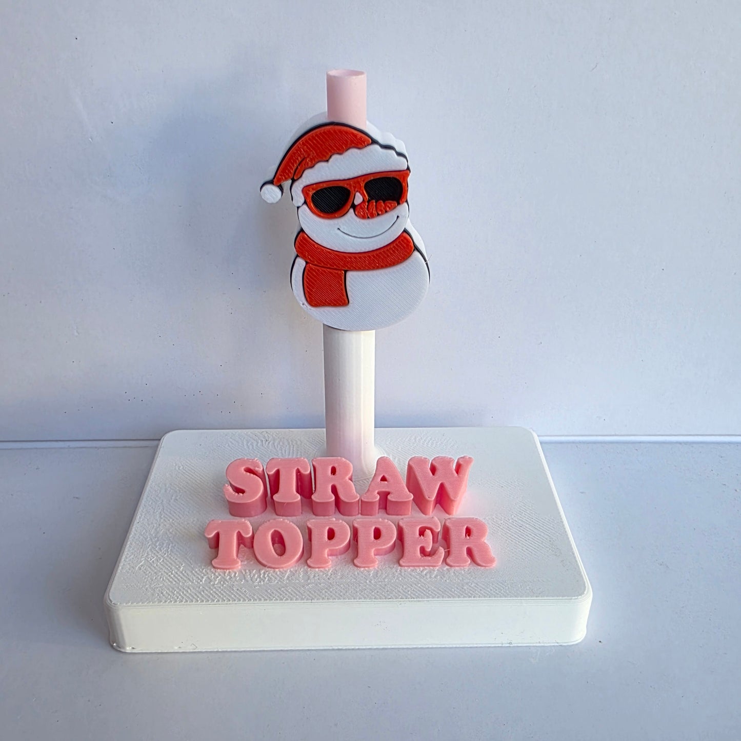 Christmas Snowman and Glasses 3D Printed Straw Topper