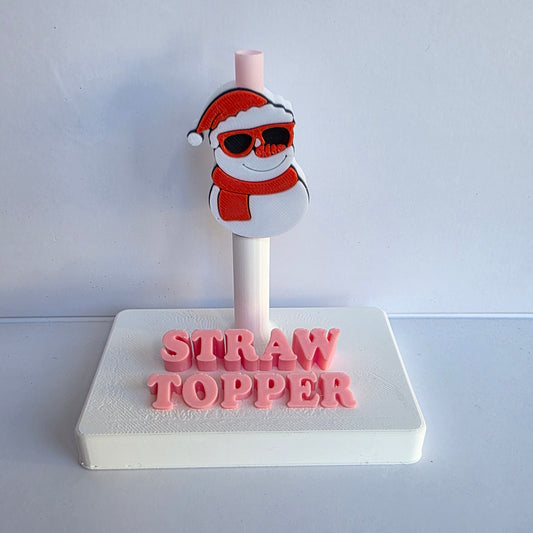 Christmas Snowman and Glasses 3D Printed Straw Topper