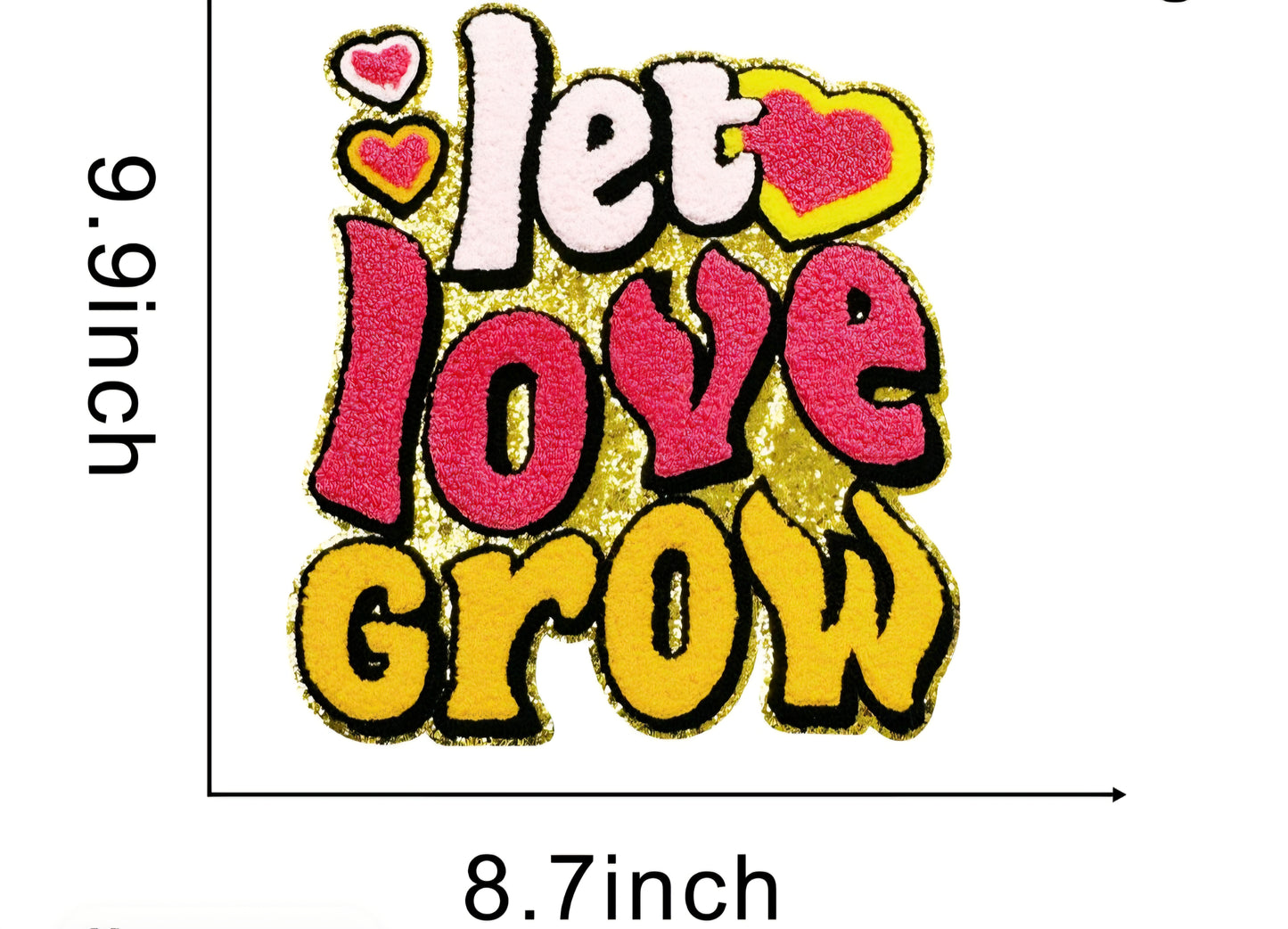 Valentines Let Love Grow Chenile Patch