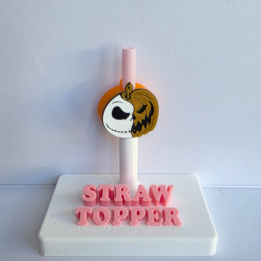 Halloween Skeleton Pumpkin 3D Printed Straw Topper