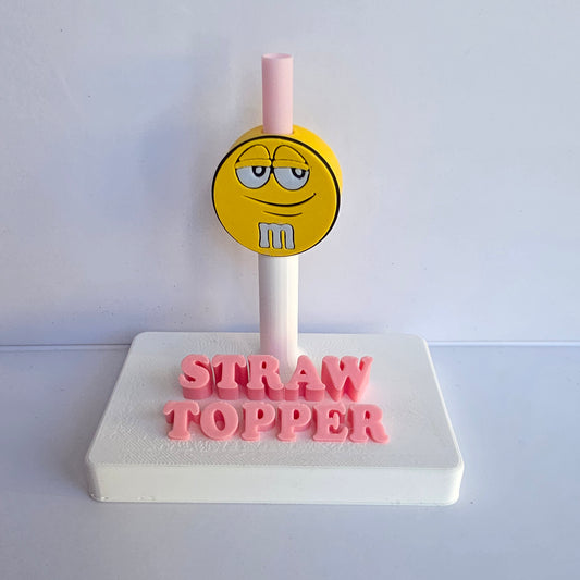Yellow MM Candy 3D Printed Straw Topper