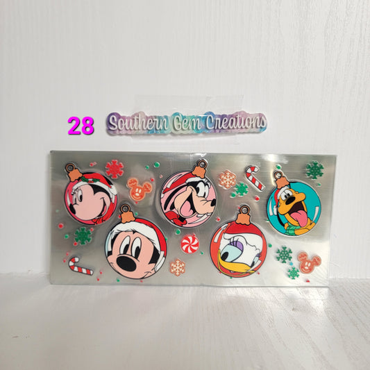Christmas Mouse Ornaments - 16 oz Libby UV DTF RTS
