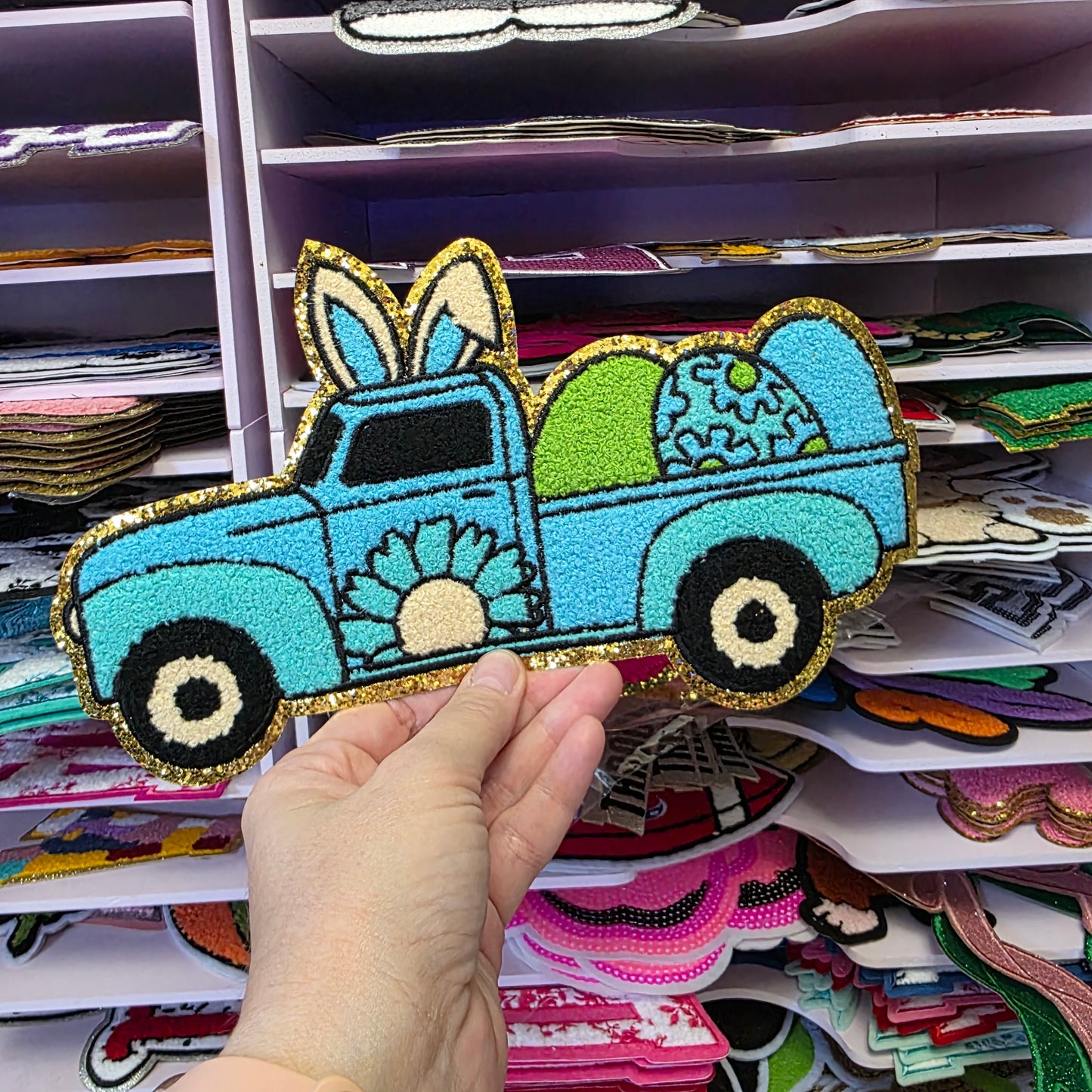 Easter Bunny Truck Chenile Patch