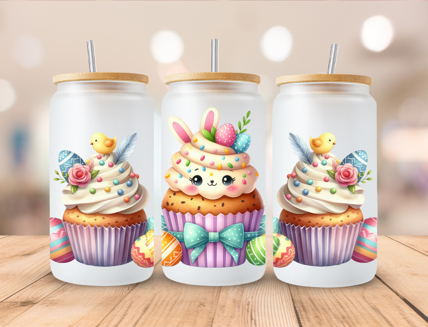 Easter Bunny Cupcake  - 16oz/20oz Libby UV DTF Wrap