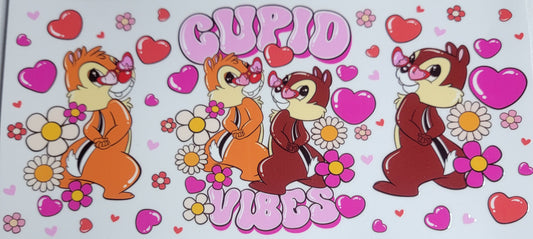 Valentines Chipmunk Cupid Vibes - 16 oz Libby UV DTF Wrap RTS