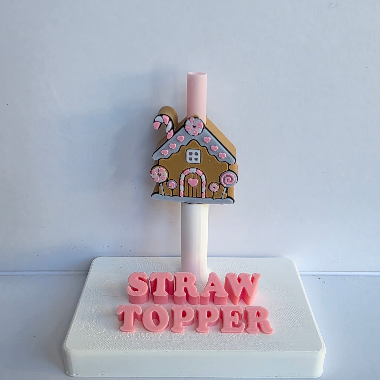 Christmas Gingerbread House 3D Printed Straw Topper