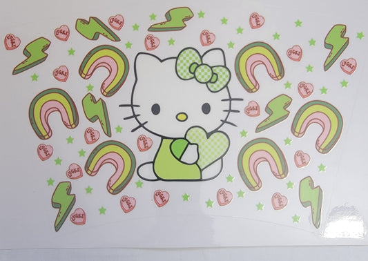 St Patrick's Day Kitty Rainbow  - UV DTF 24 oz cold cup Wrap RTS