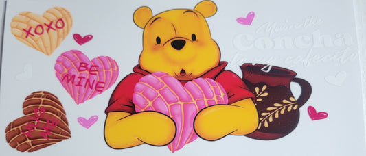 Valentines Yellow Bear Concha - 16 oz Libby UV DTF Wrap RTS