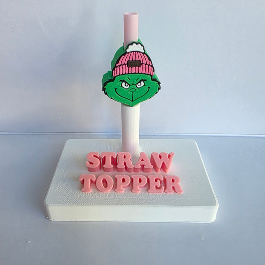 Christmas Mean Green Guy Hat 3D Printed Straw Topper