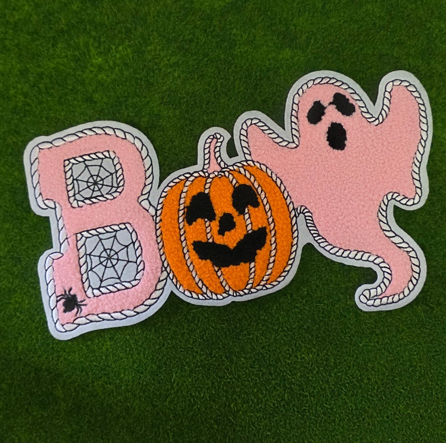 BOO Pumpkin and Ghost Chenile Patch