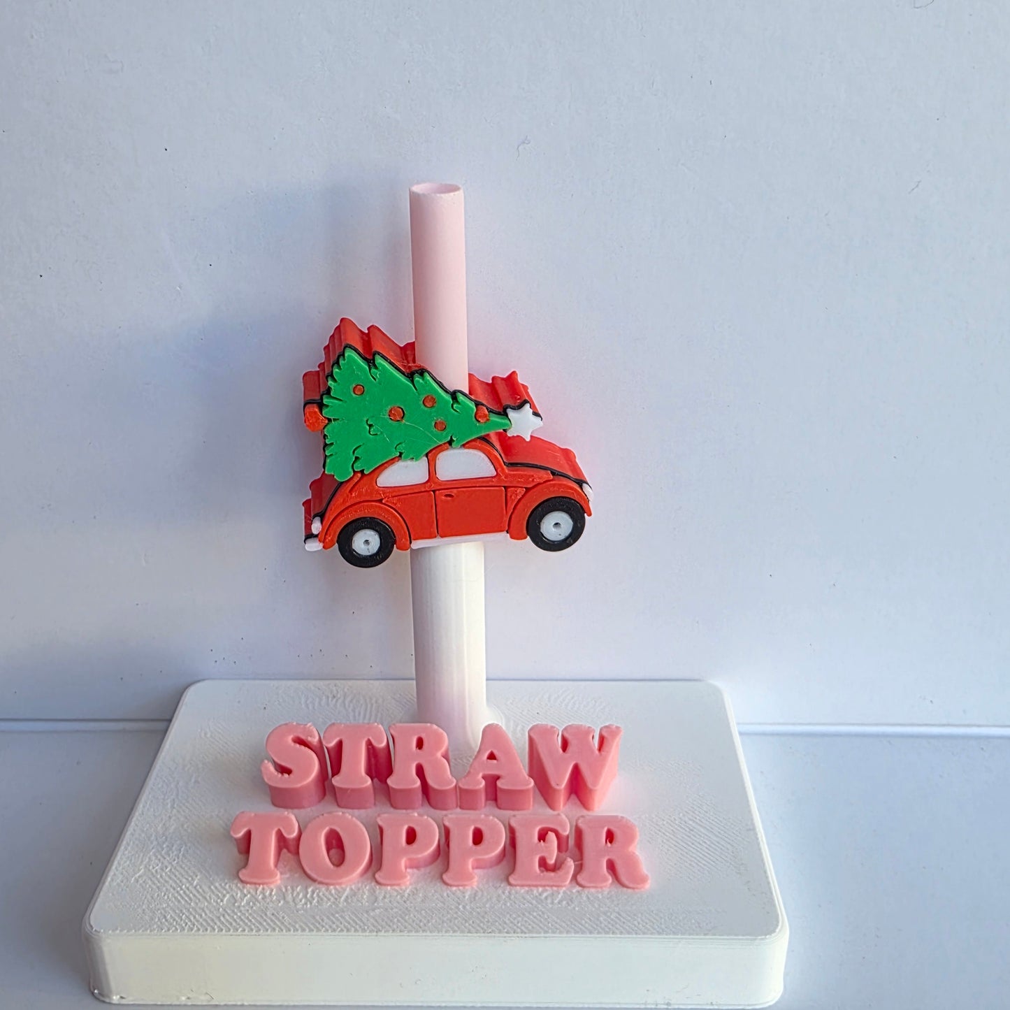 Christmas Tree Car Bug 3D Printed Straw Topper