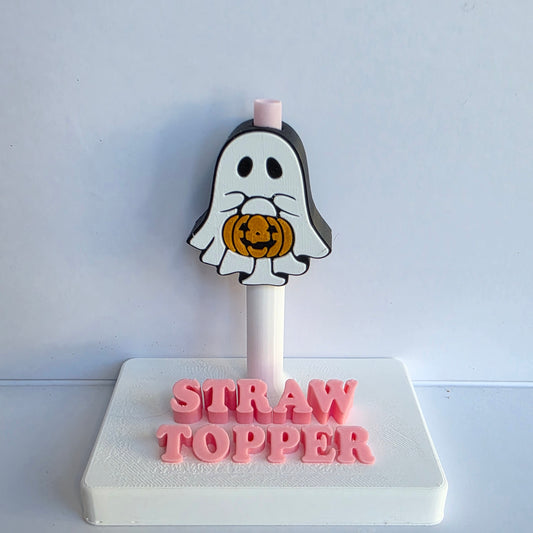 Halloween Trick Or Treat Ghost 3D Printed Straw Topper
