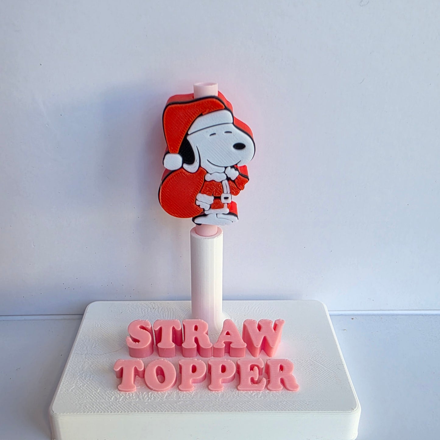 Christmas White Dog 3D Printed Straw Topper