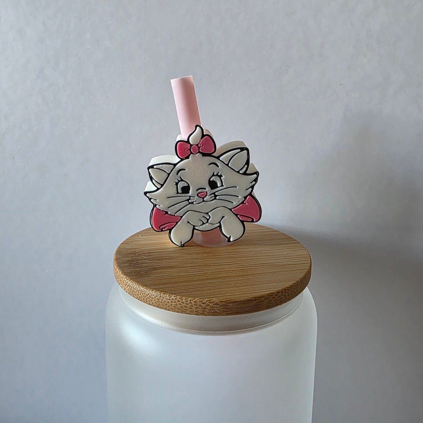 White Kitty 3D Printed Straw Topper