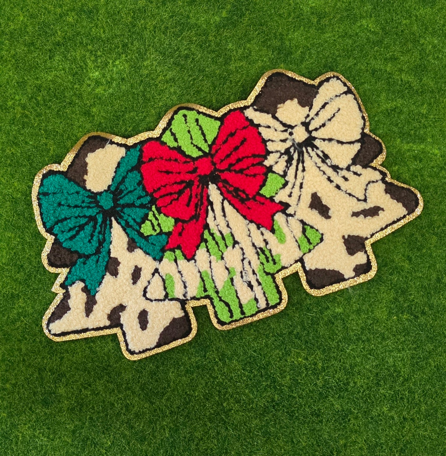 Western Christmas Trees and Bows Christmas Chenile Patch