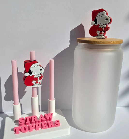 Christmas White Dog 3D Printed Straw Topper